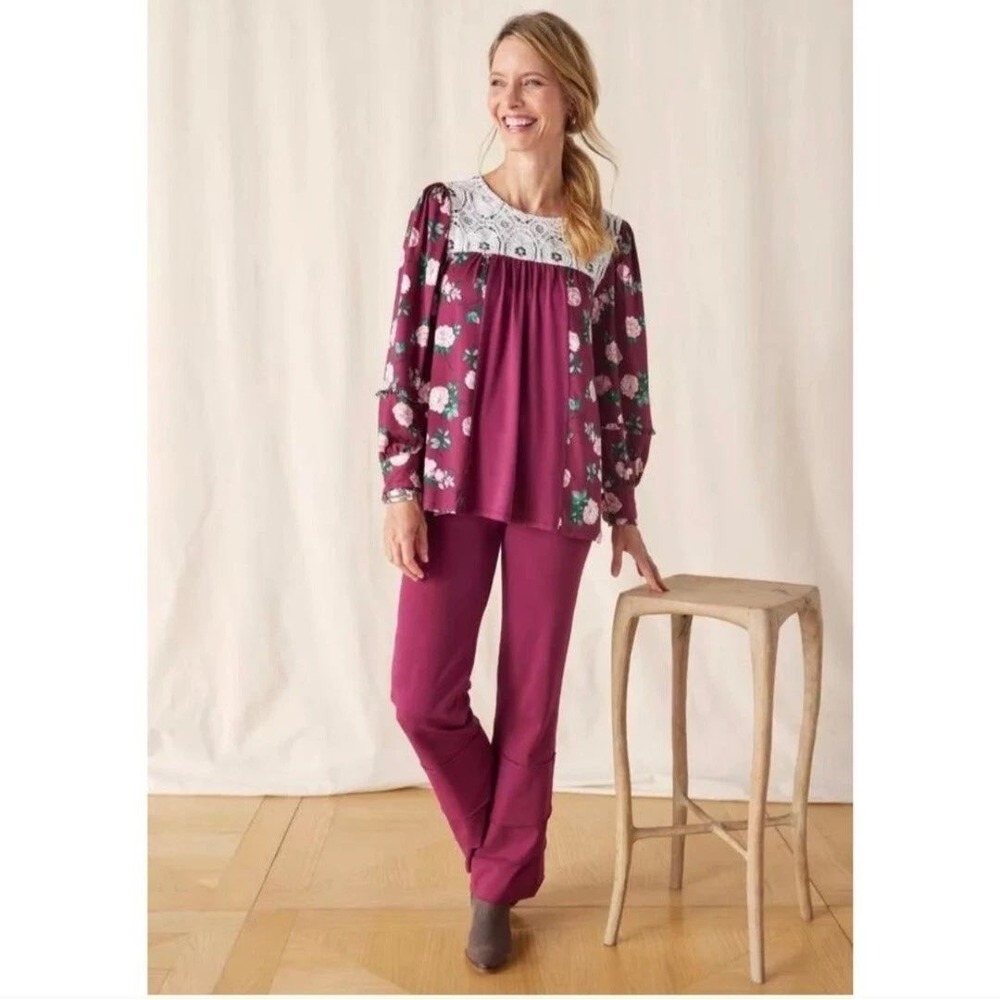 Matilda Jane Very Merry Mulberry Finn Pants Berry Pink Ruffle Hem XXL NWT